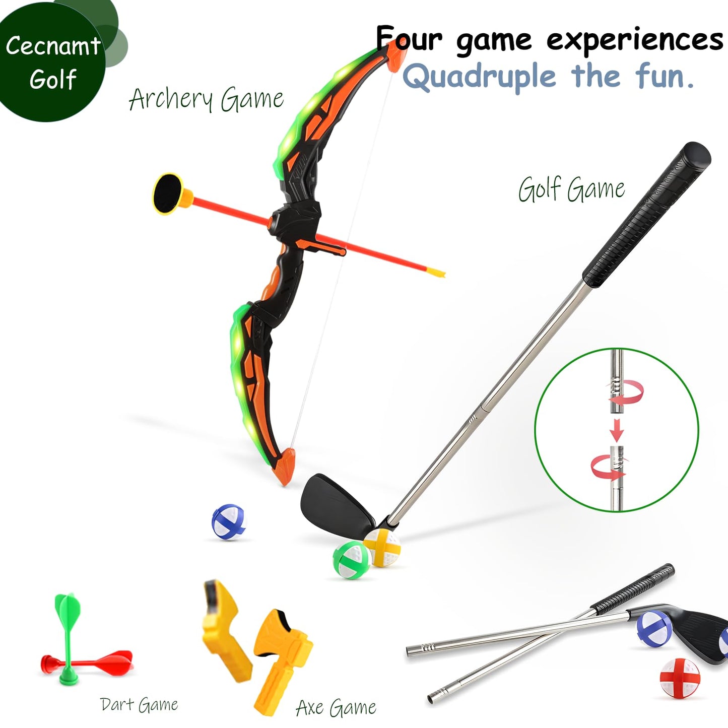 Cecnamt Golf Chipping Game - Battle Golf with Double-Sided Hitting Mat & Stand, Chip Sticky Practice Game for Adults & Kids, Indoor & Outdoor