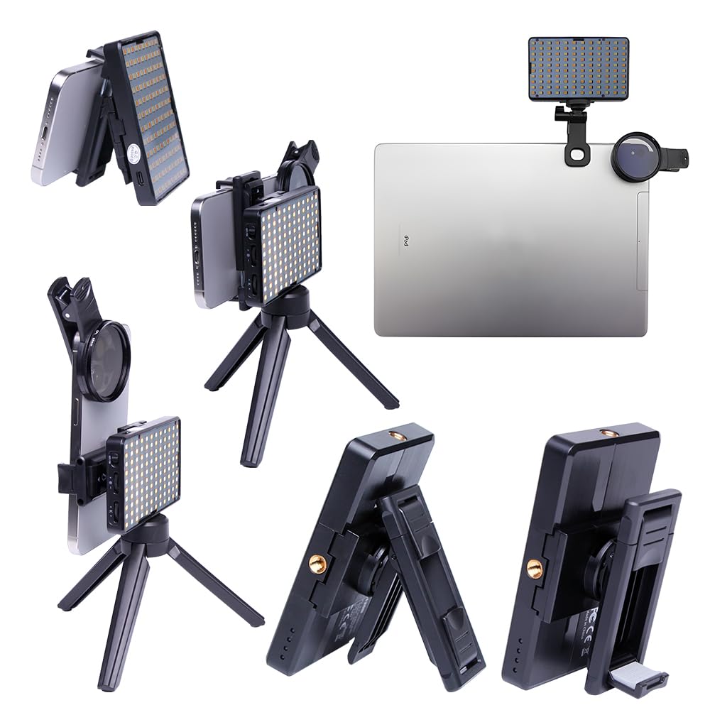 Tumalab Tattoo Equipment Supplies TikTok Remove Glare LED Tattoo Photography Video Lights Portable Mobile Phone Camera Polarized Fill Light with 120 LED Beads and CPL Filter Lens for Tattoo Artist