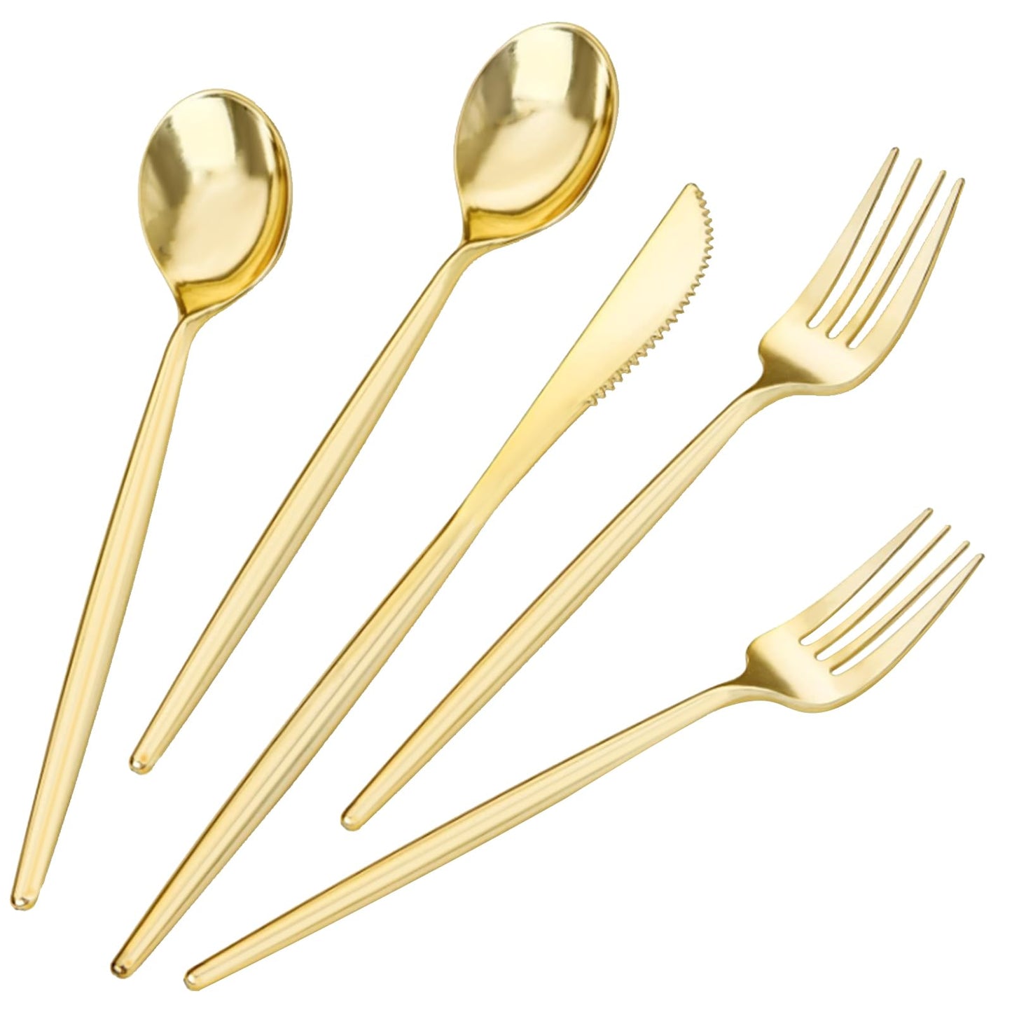 LIYH 360 Pcs Gold Plastic Silverware - Elegant Gold Silverware Disposable Utensils Set for Weddings,Parties & Events - Includes Forks,Spoons,Knives,Cutlery Tableware