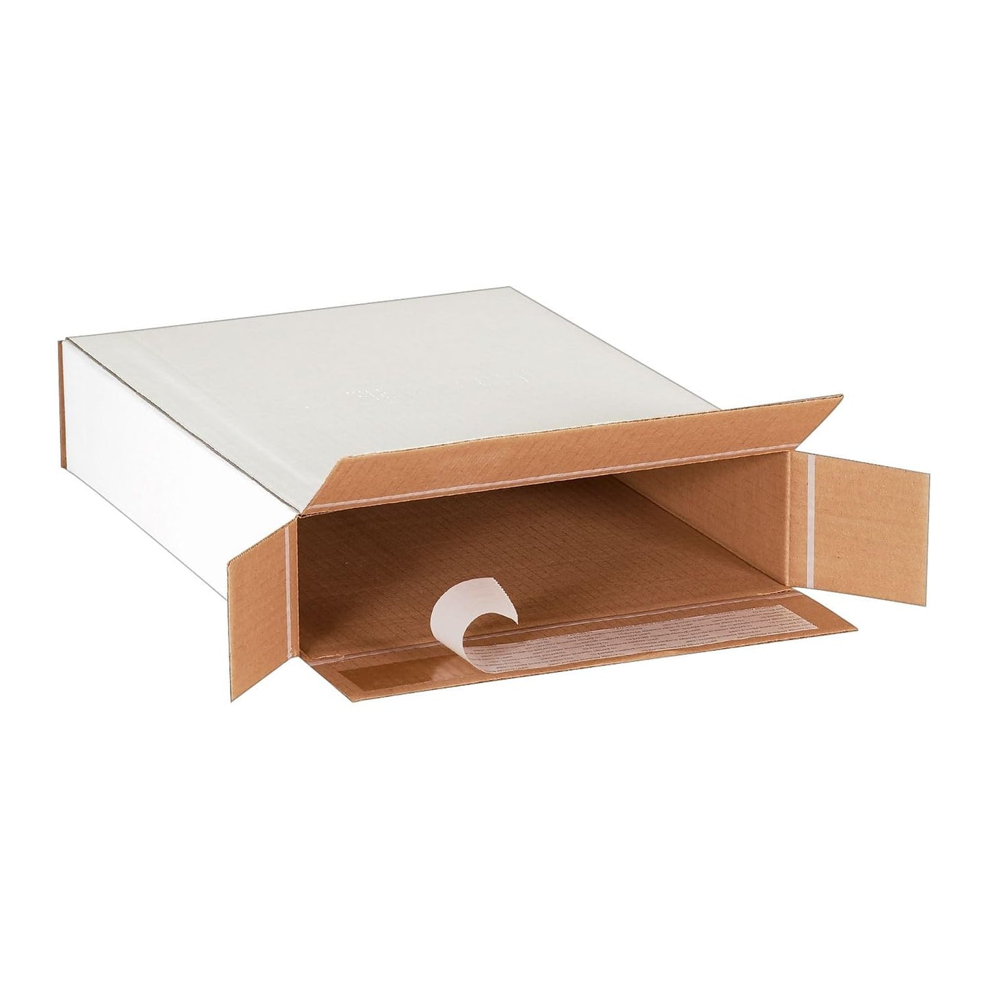 Aviditi 10212SSFOL Self-Seal Side Loading Corrugated Cardboard Box 10 7/8" L x 2" W x 12 1/4" H, White, For Shipping, Packing and Moving (Pack of 25)