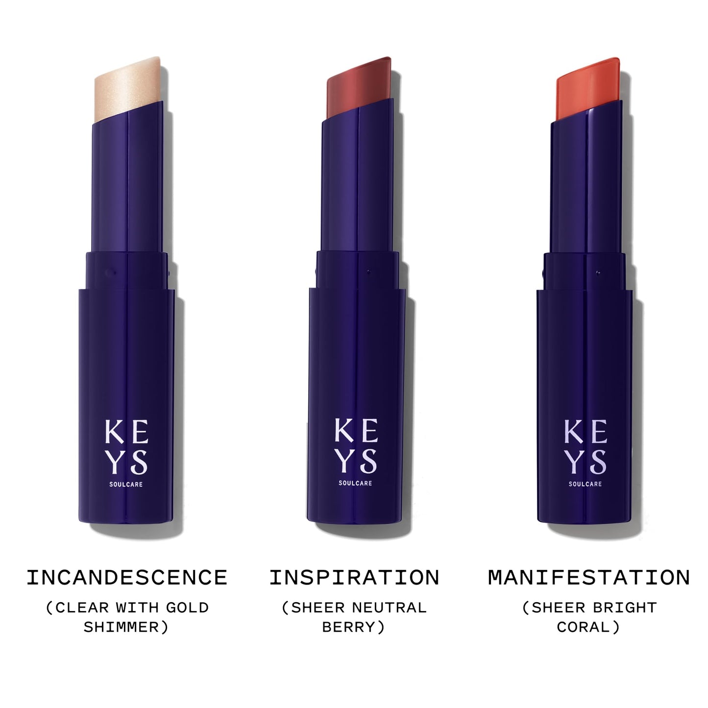 Keys Soulcare Soulful Kiss Tinted Lip Balm Set with Avocado Oil, Moisturizes & Softens, Sheer Color, Silky Formula, Cruelty-Free, 3-Pack, 0.1 Oz