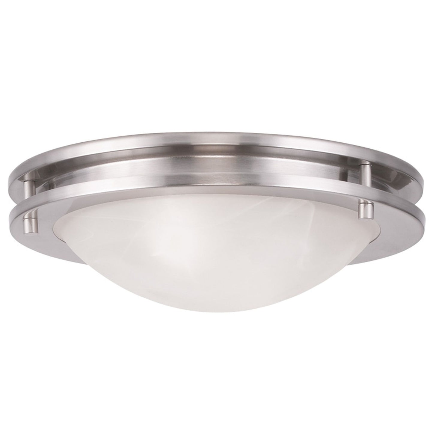 Livex Lighting 7057-91 Brushed Nickel Flush Mount with White Alabaster Glass