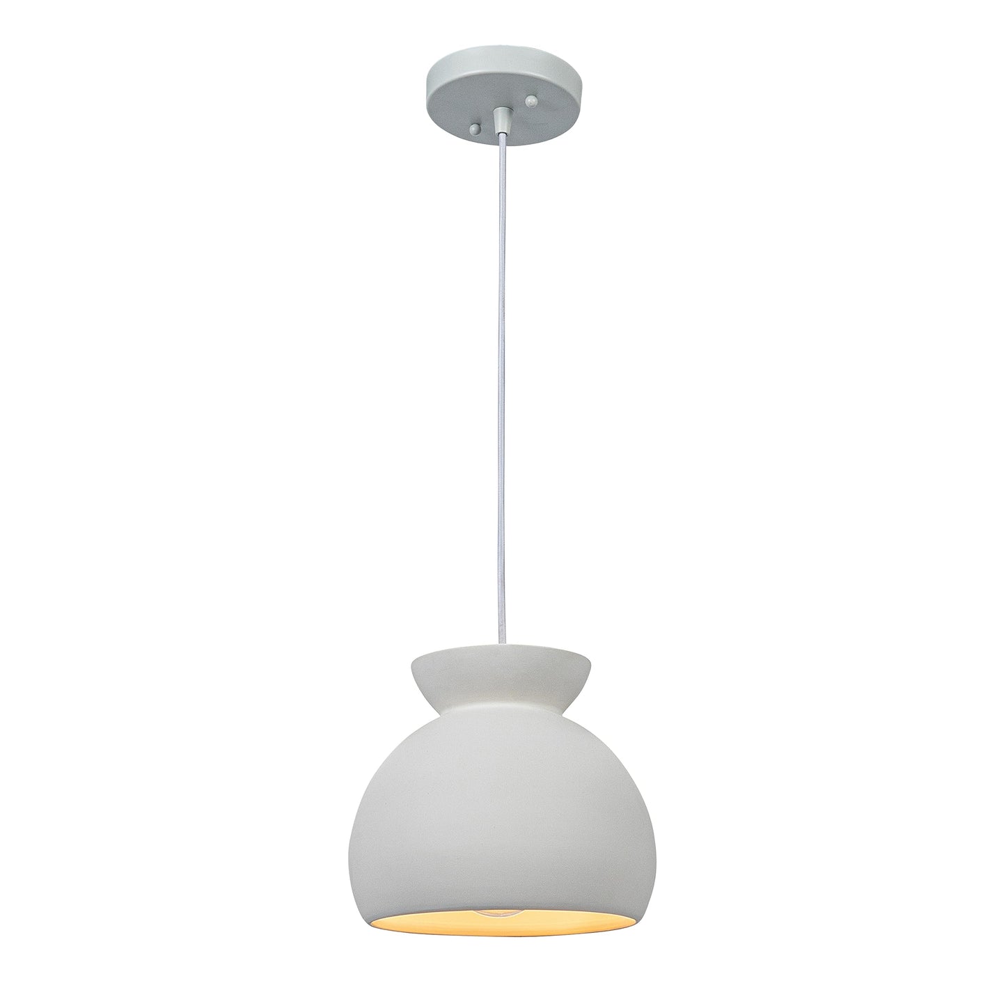 Robert Stevenson Lighting Sienna - Boho Ceramic Ceiling Light with White Fabric Cord, Matte White