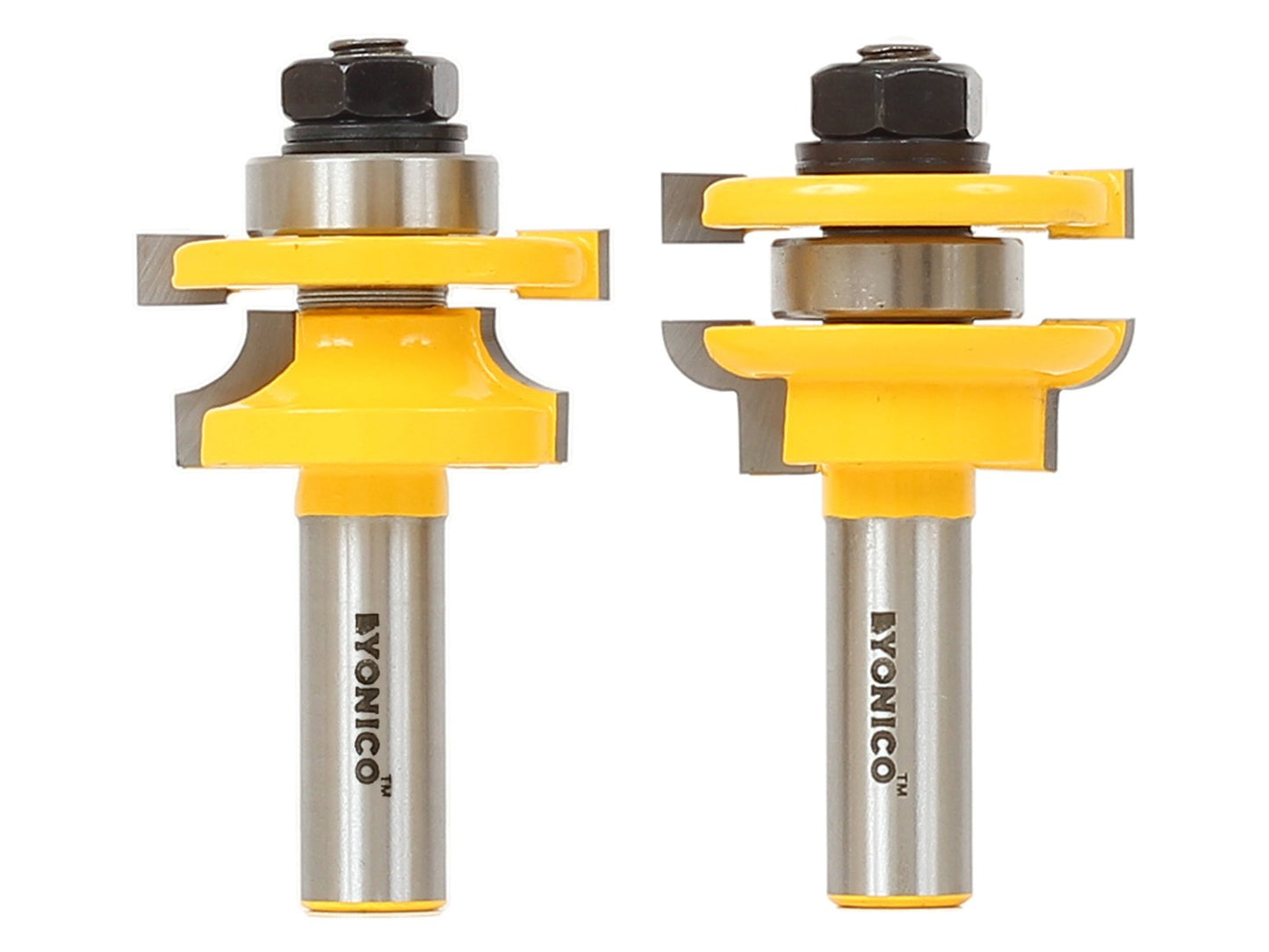 YONICO Router Bits Set Rail and Stile 2 Bit Round Over 1/2-Inch Shank 12241