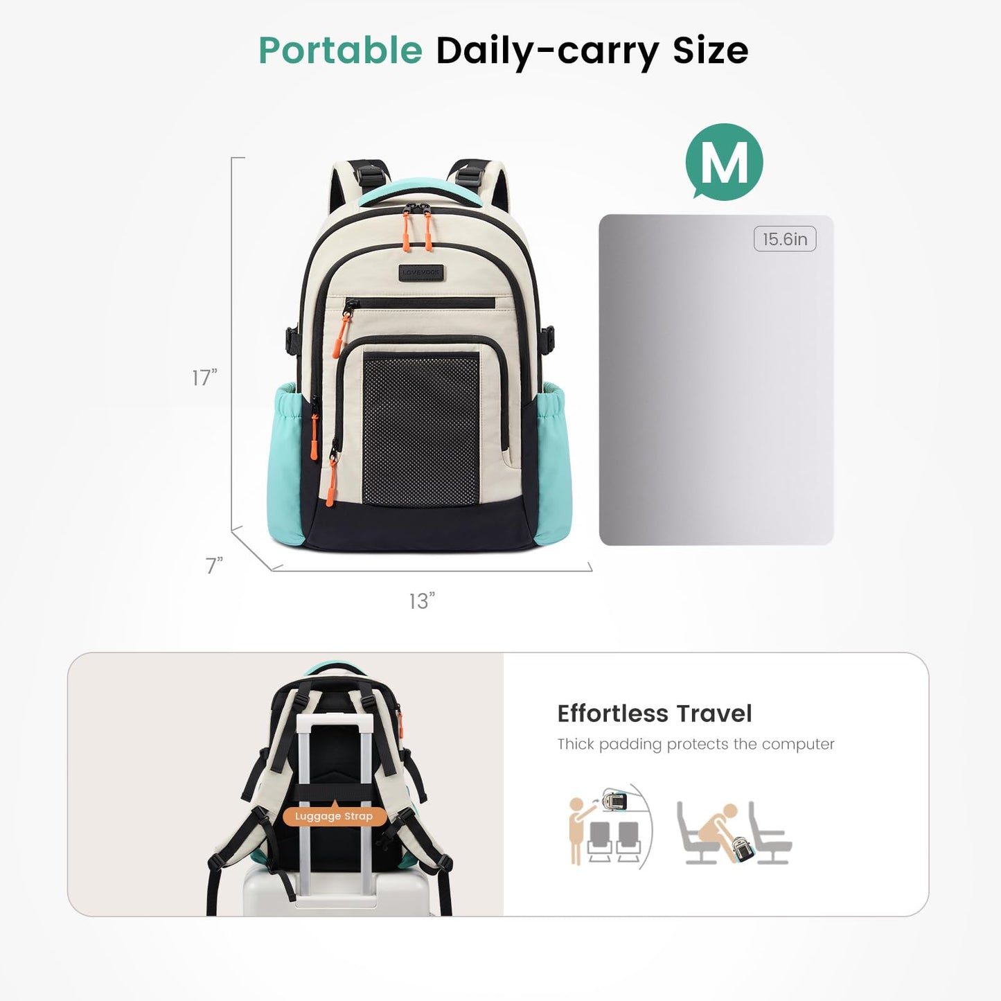 LOVEVOOK Laptop Backpack for Women with Cup Holder,15.6 Inch Work Teacher College Computer Backpack Bag with Chest Buckle Back Pad Shoulder Buckle,Waterproof Bookbag School Backpack for Girl Boy Teen