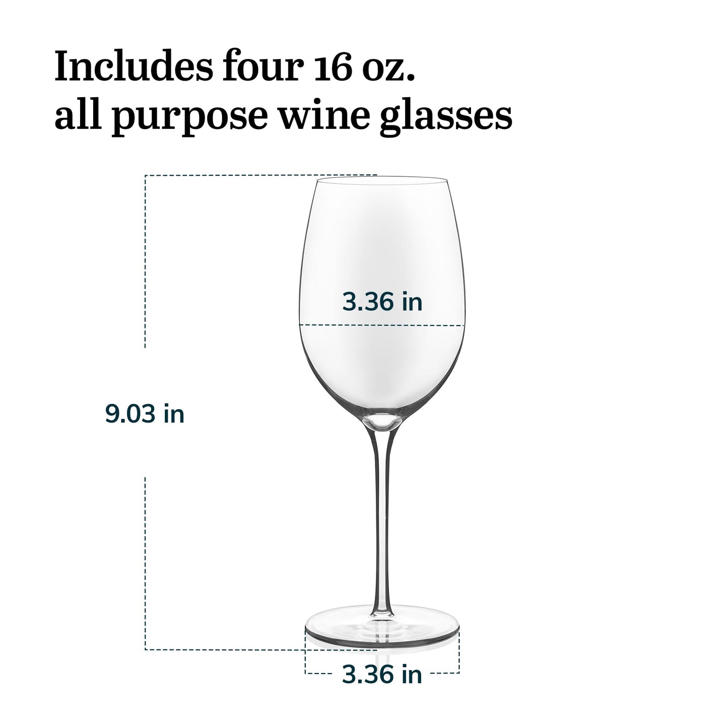 Libbey Signature Kentfield All Purpose Wine Glasses Set of 4, Red and White Long Stem Wine Glasses, Curvature Wine Glass Gift Set for All Occasions