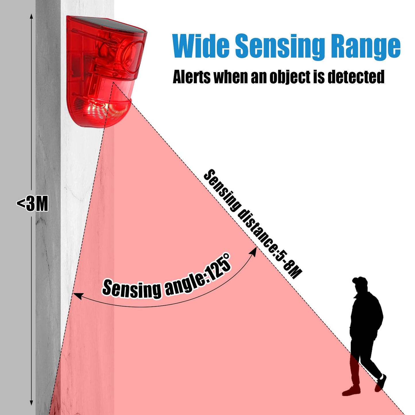 Qualirey Solar Sound and Light Alarm Motion Sensor 129db Outdoor Dog Baking Security Siren Waterproof Motion Activated Detector Alarm 6 LEDs Flash Warning Strobe System for Home, Farm(6 Pack)