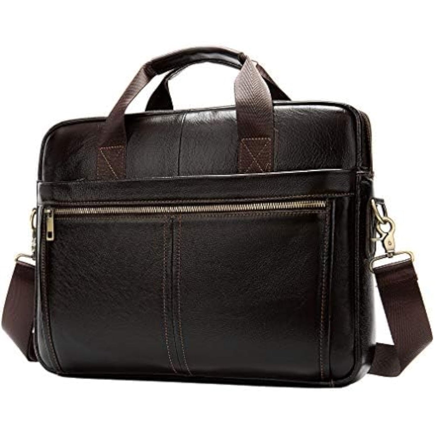 Leather Business Briefcase Messenger Bag Handbag for Men Travel Work Office 14 Inch Computer Crossbody Shoulder Pack Pouch