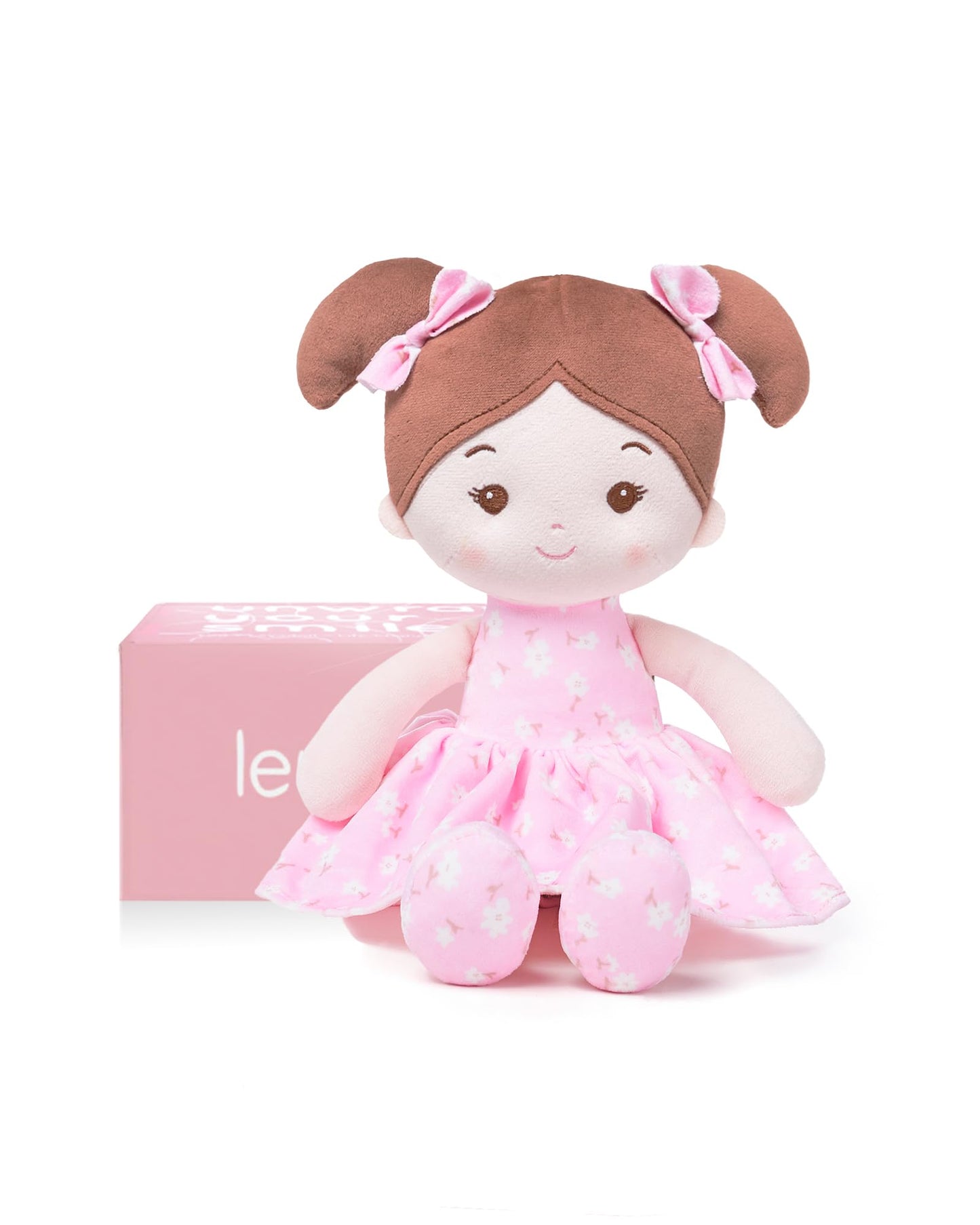 LeyaDoll Soft Baby Doll Toys (12''), My First Baby Rag Doll for 1 Year-Old Girl Birthday Gift, Leya Doll Christmas Plush Toys Gift for Toddler Kids Infants -FloraBelle(Pink)