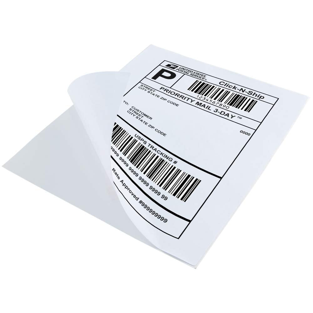 L LIKED 500 Sheets 8.5 x 11 Full Sheet Label, Matte, White Sticker Paper for Laser & Inkjet Printer, Strong Adhesive (500 PCS)