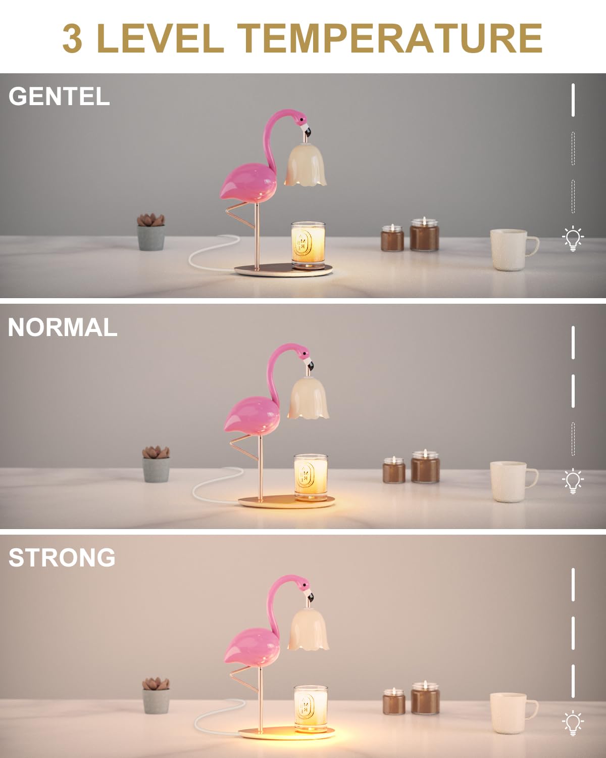 CODOGOY Fragrance Candle Warmer Flamingo Lamp with Timer, Dimmable, Halogen, Polished, Pink, for Home Decor 6.69 x11 x15.35 in