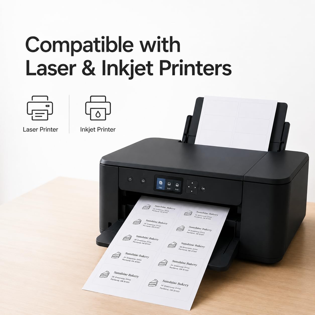 (2" x 4") 200 Sheets, Printable White Sticker Labels, Laser/Inkjet Printing - Matte, 10 per Page