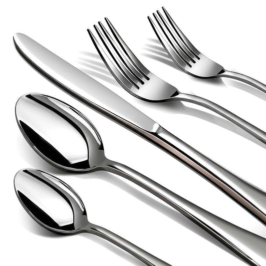 60 Piece Silverware Set for 12, Premium Stainless Steel Flatware Set, Eating Utensil Sets with Steak knives, Cutlery Tableware Service Include Fork Knife Spoon Set, Mirror Polished
