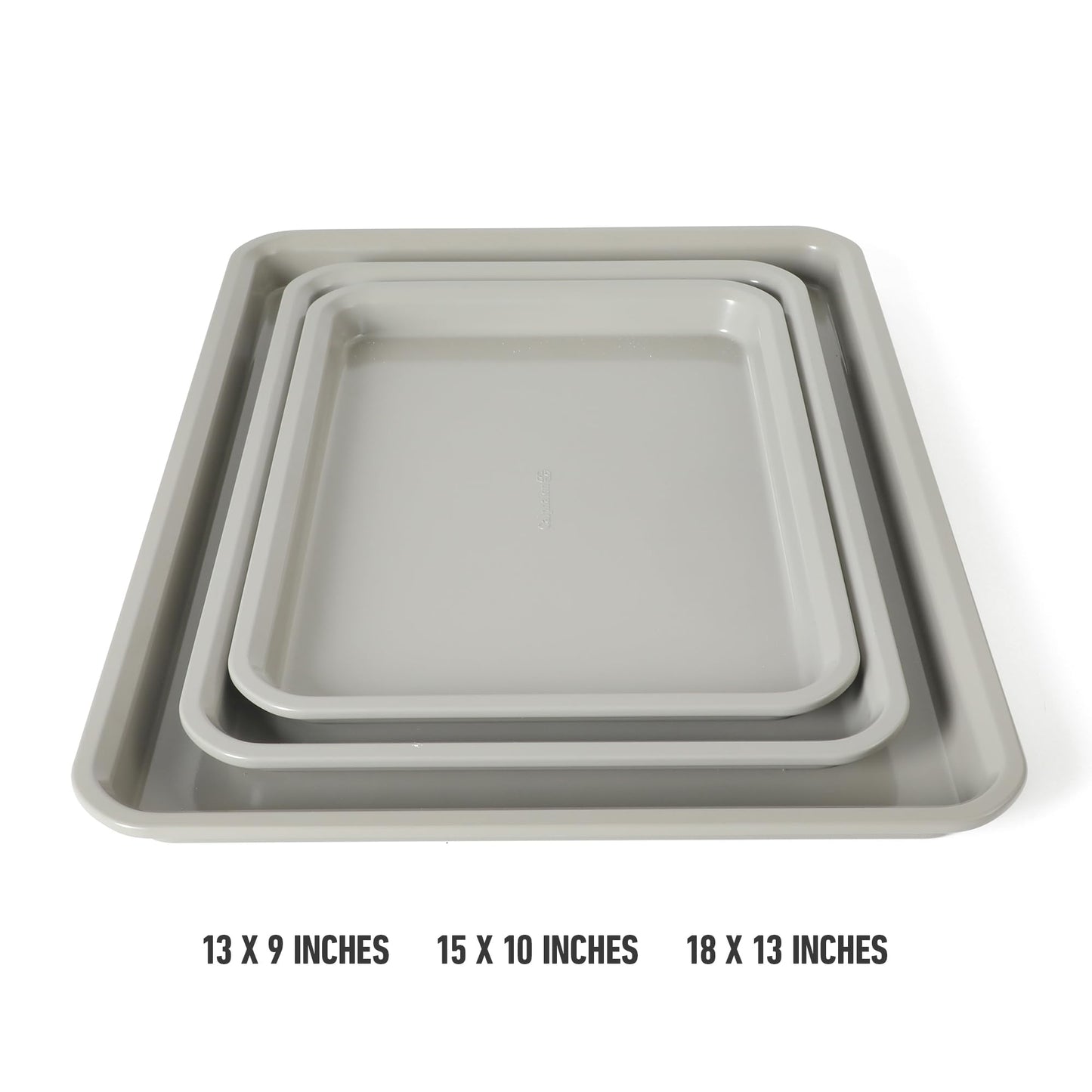 Calphalon Legacy Cookie Sheet Set, 3-Piece Nonstick Baking Sheets 18 15 13 Inch Cookie Baking Sheet, Metal Baking Sheet, Taupe, PFOA-Free for Even Baking, Oven Safe Cookie Pans for Baking