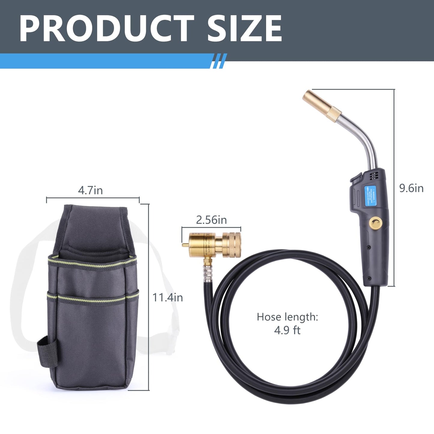 TAUSOM MAPP Map Gas Torch Kit with Holster, Adjustment Knob Trigger Start Propane Hose Torch for Brazing, Soldering, Welding, Plumbing, HVAC