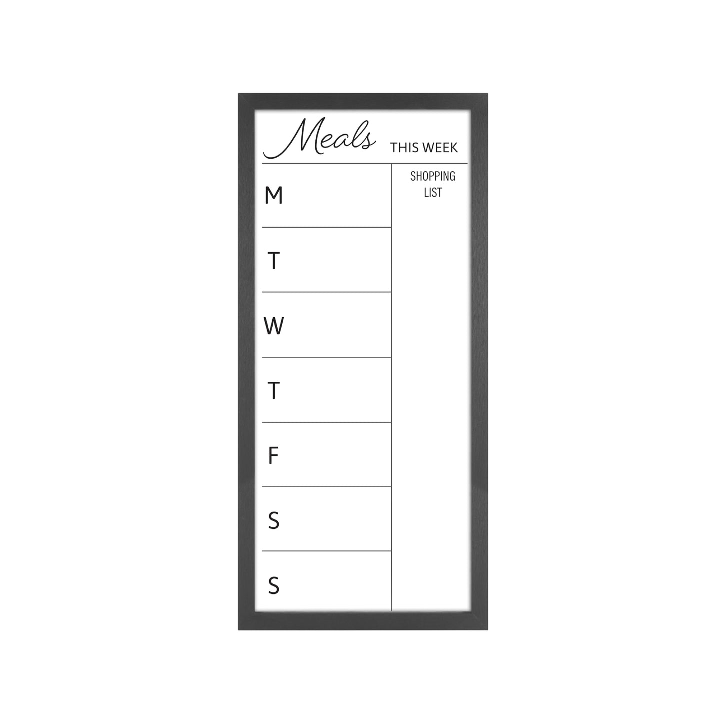 MCS Dry Erase Weekly Meal Planner 14x30 Black Framed Calander Whiteboard for The Wall, Plan Your Meals for The Week, Family Weekly Planner for Dinners & More–Including Shopping List