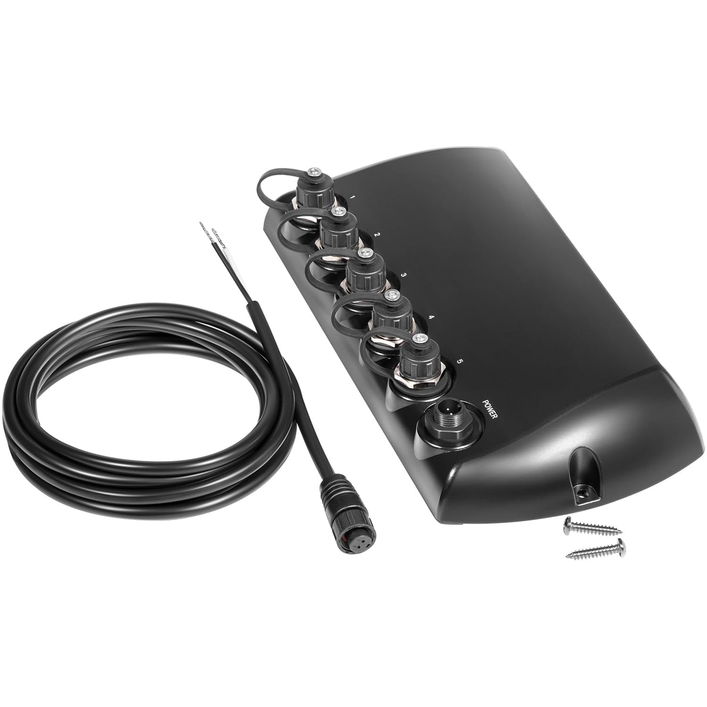 408450-1 5 Port Ethernet Switch, Replacement for Humminbird AS ETH 5PXG Network Switch Hub Waterproof for All Helix 7/8/9/10/12/15, G4N, G3N, G2N, APEX, SOLIX, Onix, ION Models, Black