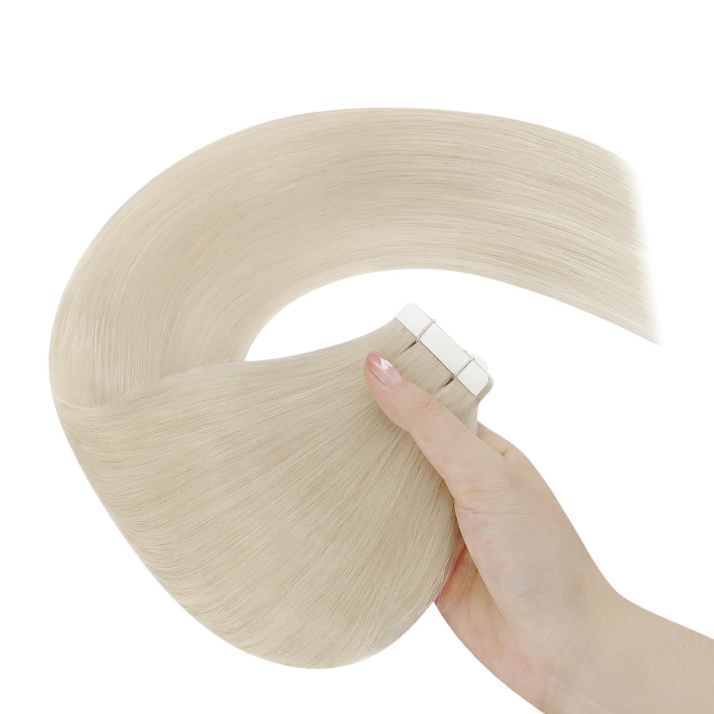 YoungSee Platinum Blonde Tape in Extensions Human Hair 24 Inch Seamless Tape in Hair Extensions Human Hair Platinum Blonde Tape on Hair Extensions Human Hair Blonde for Long Hair 20pcs 50g