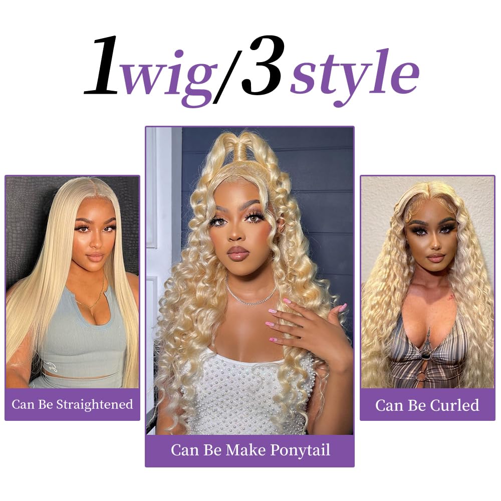 SEMANK 613 13x6 Lace Front Wig Human Hair 26 Inch Blonde Wig Human Hair 200% Density Body Wave Lace Front Wigs Human Hair Pre Plucked 613 Lace Front Wig Human Hair Blonde HD Lace Frontal Wig