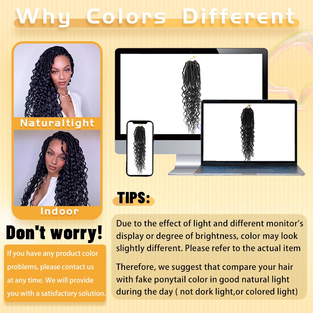 Crochet Hair for Women with Curly Ends 30 Inch Goddess Locs Crochet Hair Deep Soft Faux Locs Crochet Braids Pre Looped Curly Wavy Dreadlock Extensions 8 Packs 1B