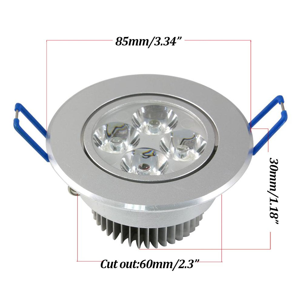 Pocketman Pack of 10, 110V 4W LED Ceiling Light Downlight,Cool White Spotlight Lamp Recessed Lighting Fixture,with LED Driver