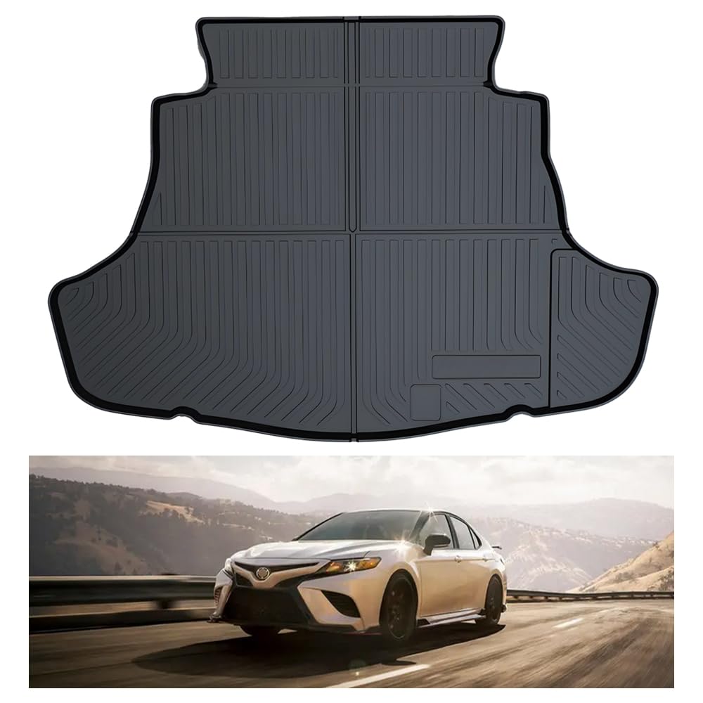 All Weather Rear Cargo Liners Trunk Tray Mats Protector Custom Compatible with 2018 2019 2020 2021 2022 2023 2024 2025 Toyota Camry, 3D Waterproof Durable Odorless Flexible Black TPO Accessories