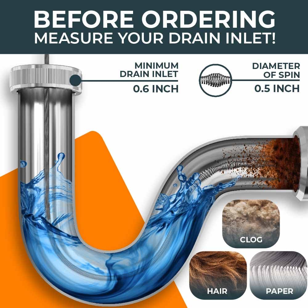 MEISTERFAKTUR drain snake [50FT] - with drill attachment - Ideal plumbing snake for sink and drain unblocking - Solid drain auger for real DYIs! (50 FT - 1/4 inch)