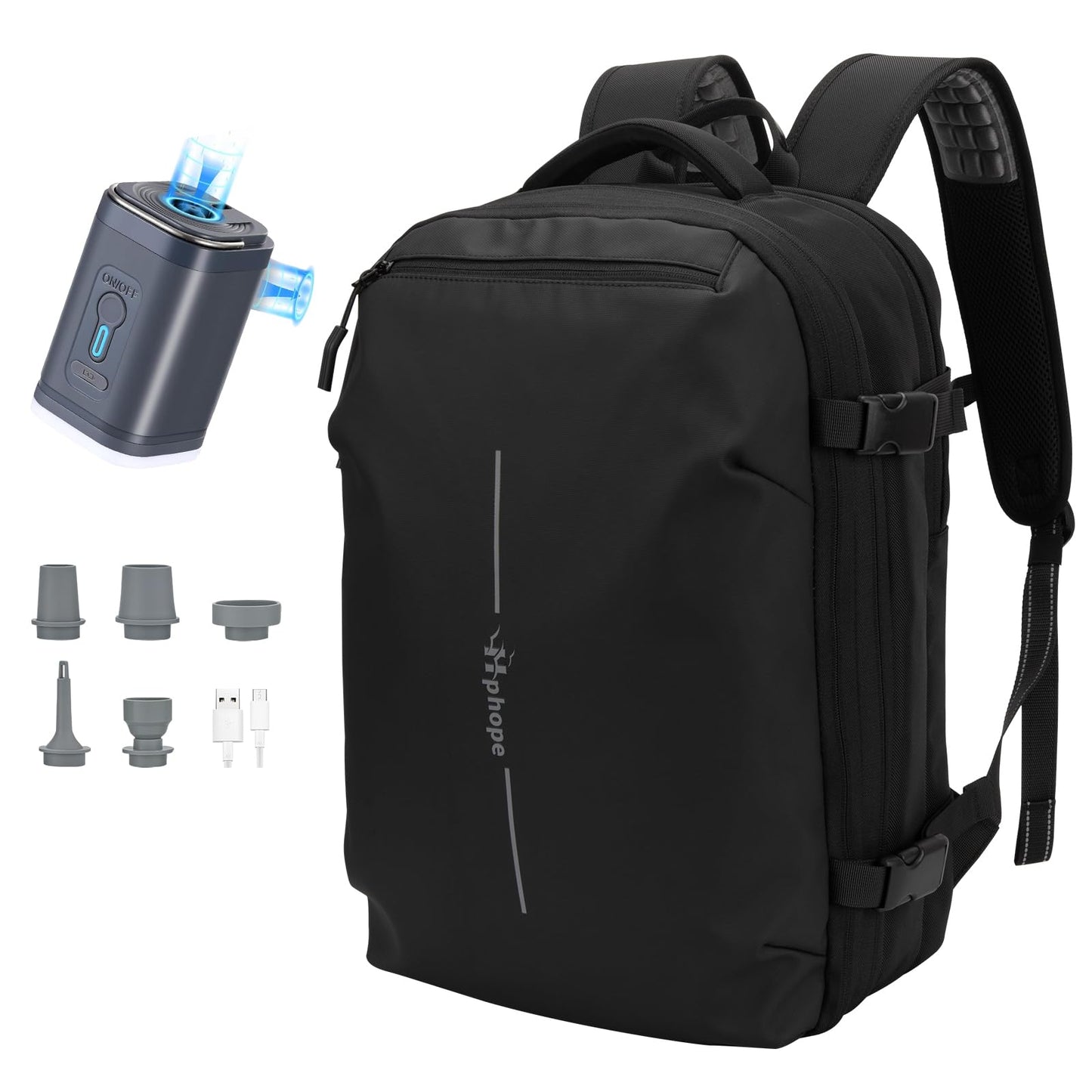 Vacuum Backpack Travel, Lightweight Waterproof Airback with Pump, 60L Expandable Compression Bag for Travel, TSA Friendly Flight Approved, Work, Business Trip, Commute