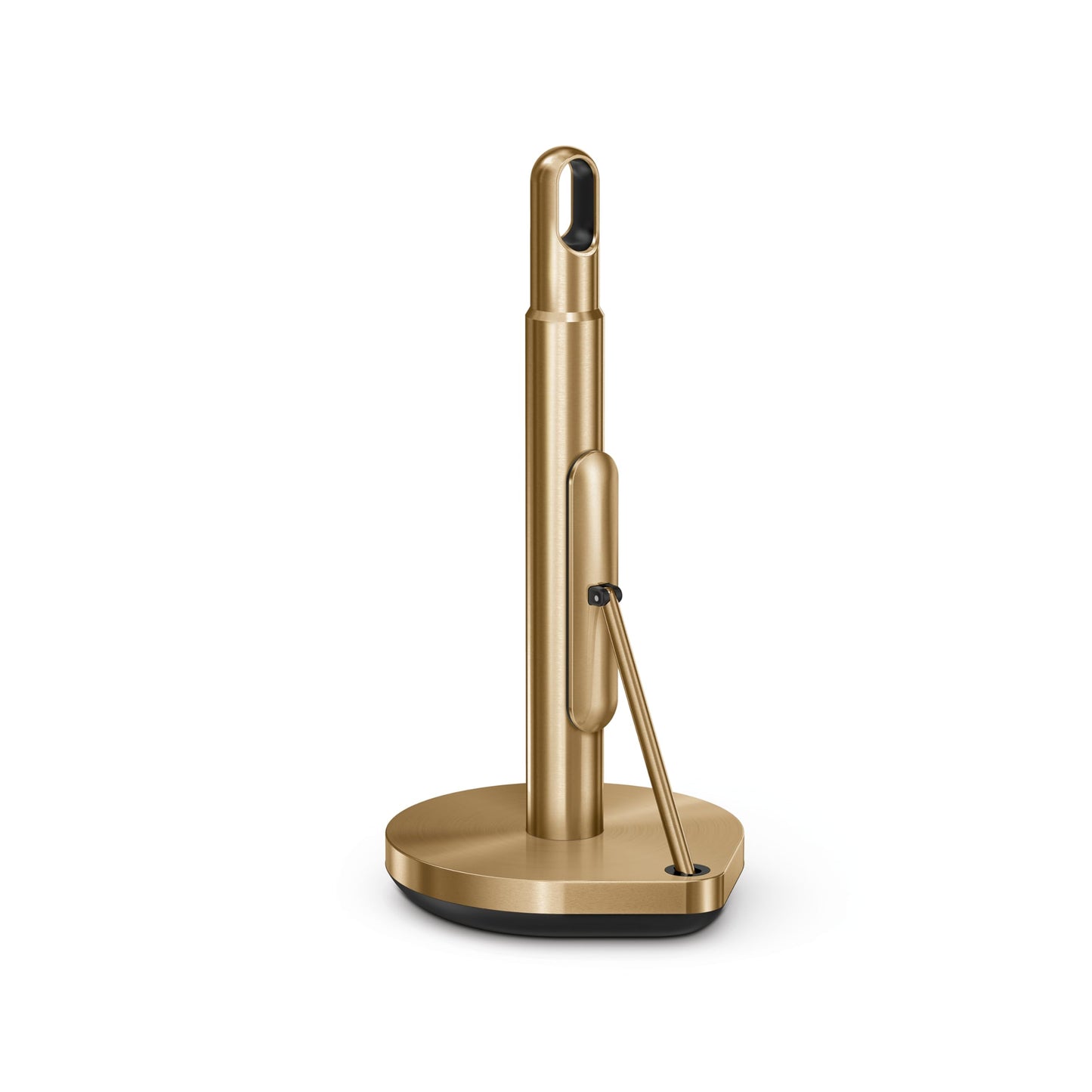 simplehuman Tension Arm Countertop Paper Towel Holder, Easy One-Handed Tear, Standing Weighted Base with Finger Loop, Heavy Duty, Brass Stainless Steel