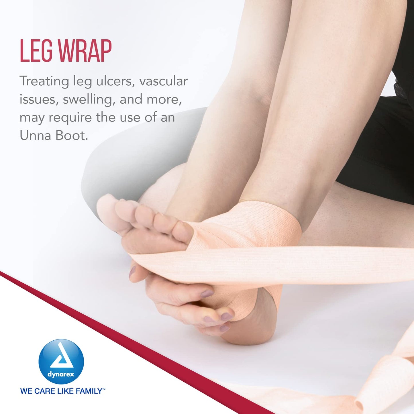 Dynarex Unna Boot Bandage, Compression for Leg Ulcers with Calamine, Soft Cast, White, 4” x 10 yds, 1 Case of 12, Individually Packaged (Packaging May Vary)