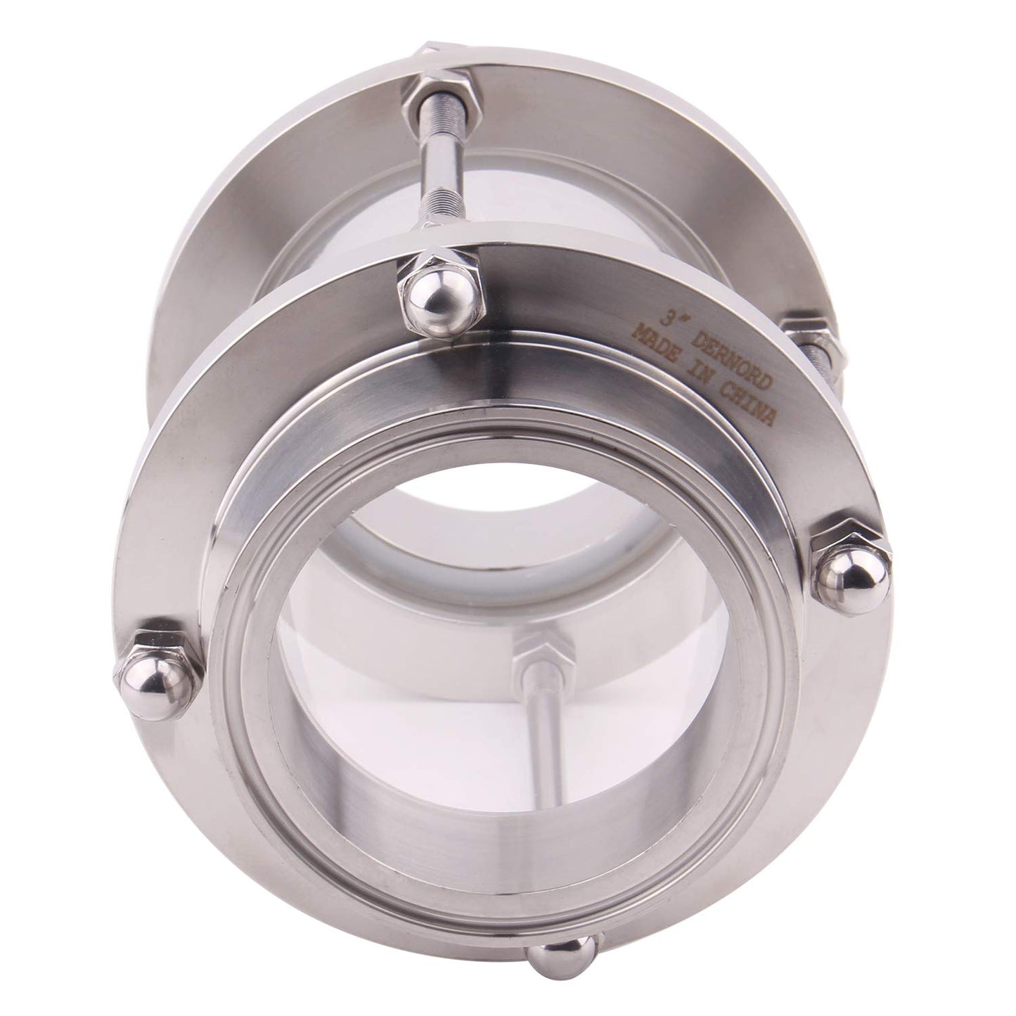 DERNORD In-Line Sight Glass with Clamp End,Flow Sanitary Straight Sight Glass SUS316 3 Inch Tri Clamp Type (Flow Pipe OD 76MM)