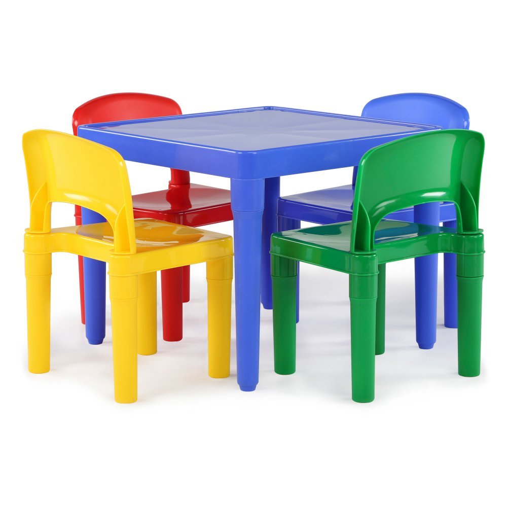 Tot Tutors Kids 5 Piece Square Table and Chair Set
