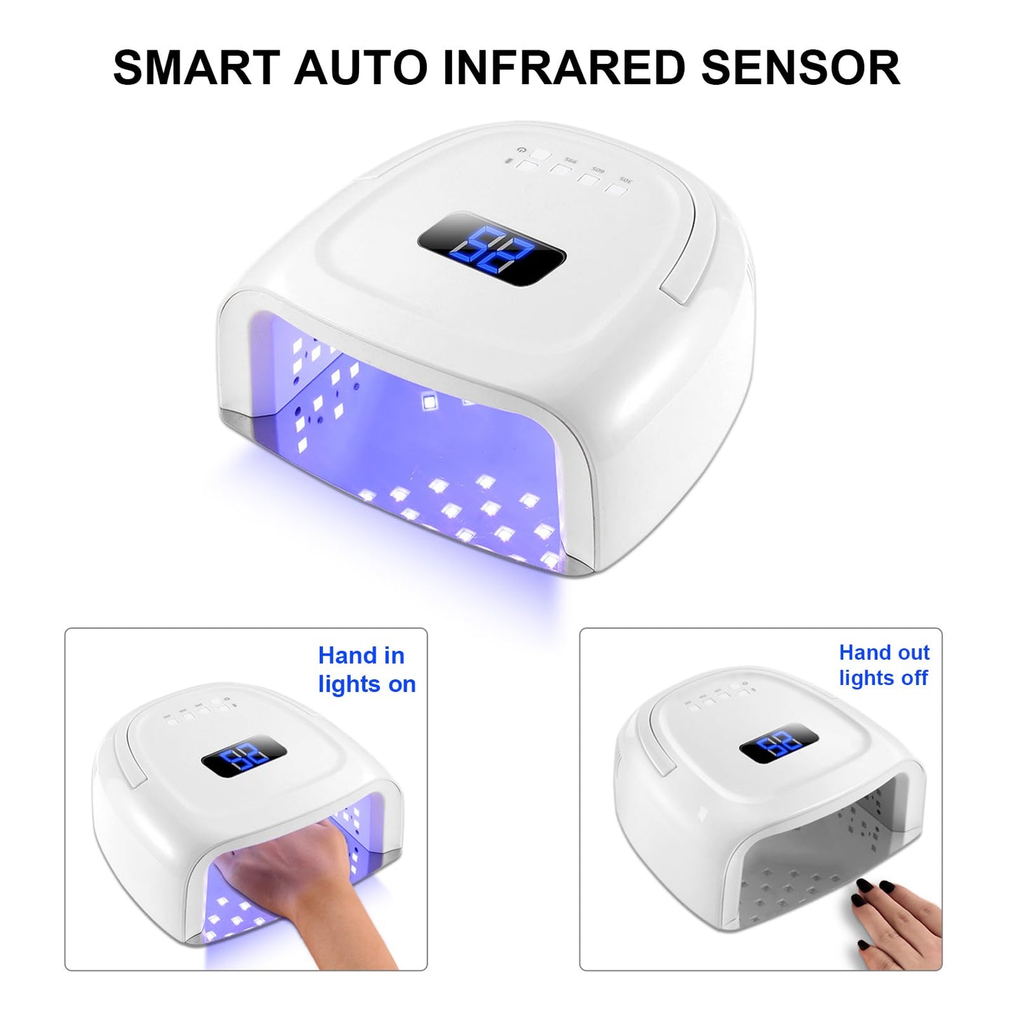 UV LED Nail Lamp,60W Professional Rechargeable UV LED Nail Dryer for Gel Nail Polish Dryer Fast Curing Lamp, 4 Timer Settings Gel Nail Lights for Auto Sensor Nail Machine