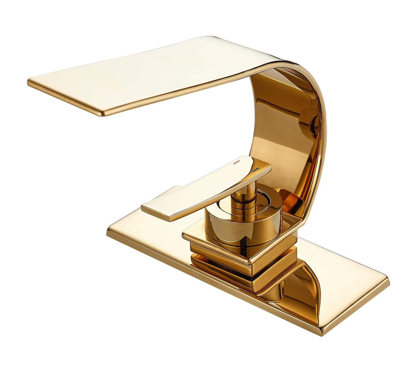 becola Modern Bathroom Sink Faucet, Single Handle Bathroom Faucets for Sink 1 Hole, Low Arc Touch On Faucet, Gold Hot and Cold Water Mixer Tap with Deck Plate - Gold