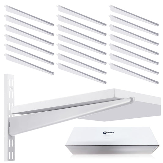 CroBlissful 20 Pcs Adjustable Shelf Brackets for Double Track System Closet Organization Heavy Duty Wire Shelf Brackets(White,11.5 Inch)