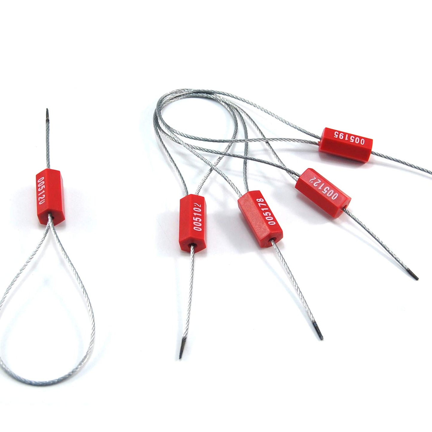 Leadseals(R) 500 Red Security Cable Seals Metal Truck Trailer Seals Tamper Proof Security Tag Seal Disposable Self-Locking Shipping Security Tags Numbered(Pack of 500 PCS)