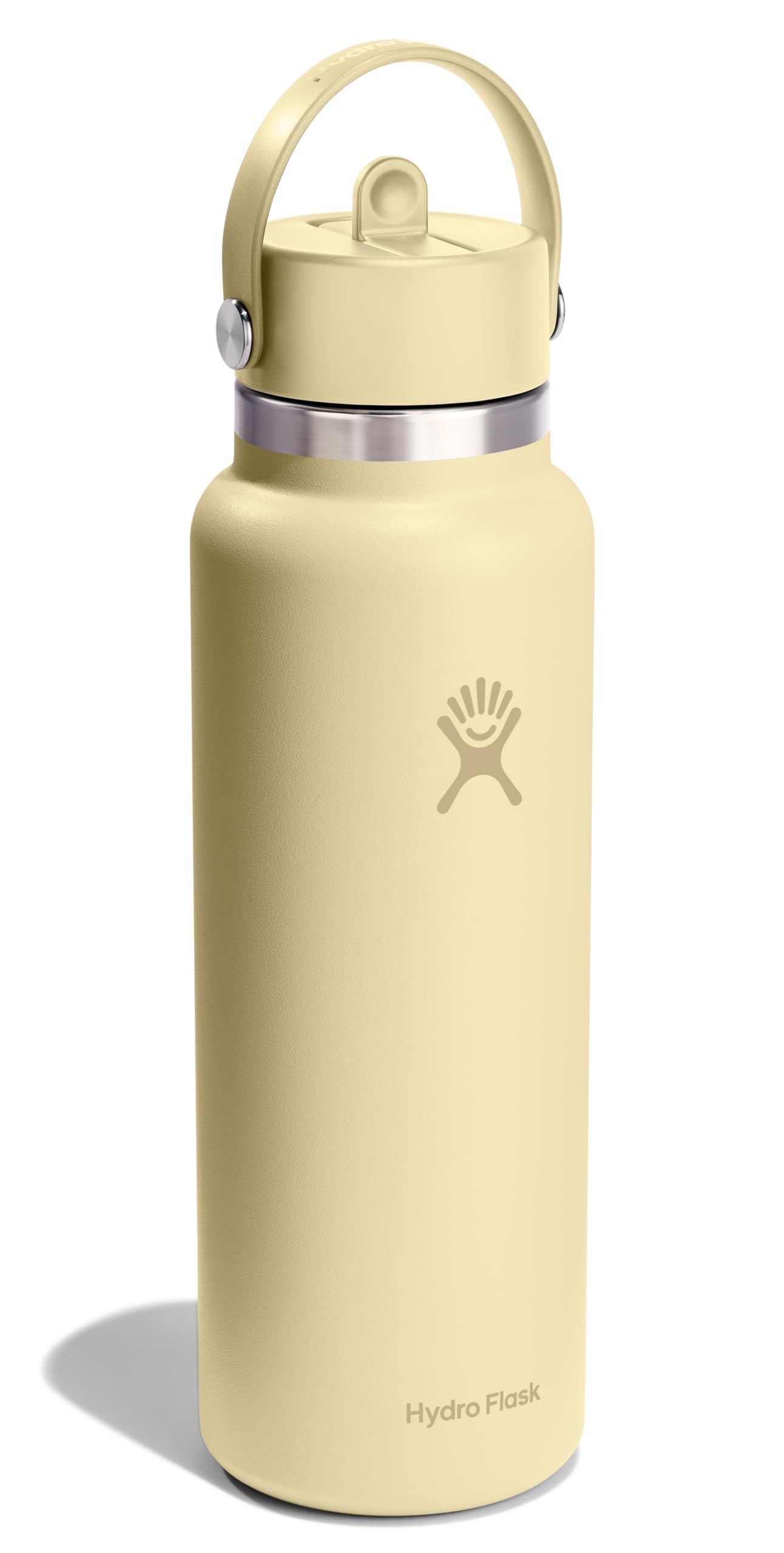 Hydro Flask Water Bottle - Insulated Stainless Steel - Wide Mouth Flex Straw Lid, Non Spill, Leakproof and Refillable in 40 Oz Starlight