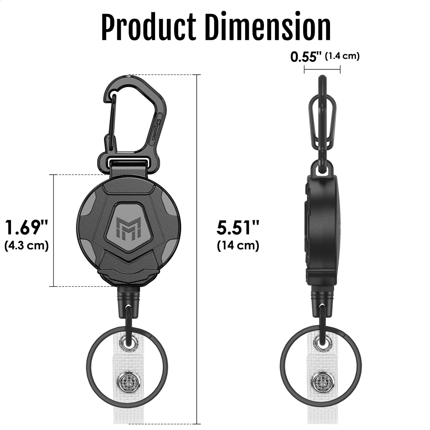 MNGARISTA 8-Pack Retractable Keychain, Heavy Duty Carabiner Badge Holder, Tactical ID Badge Reel with 31.5” Steel Retractable Cord, 8.0 oz