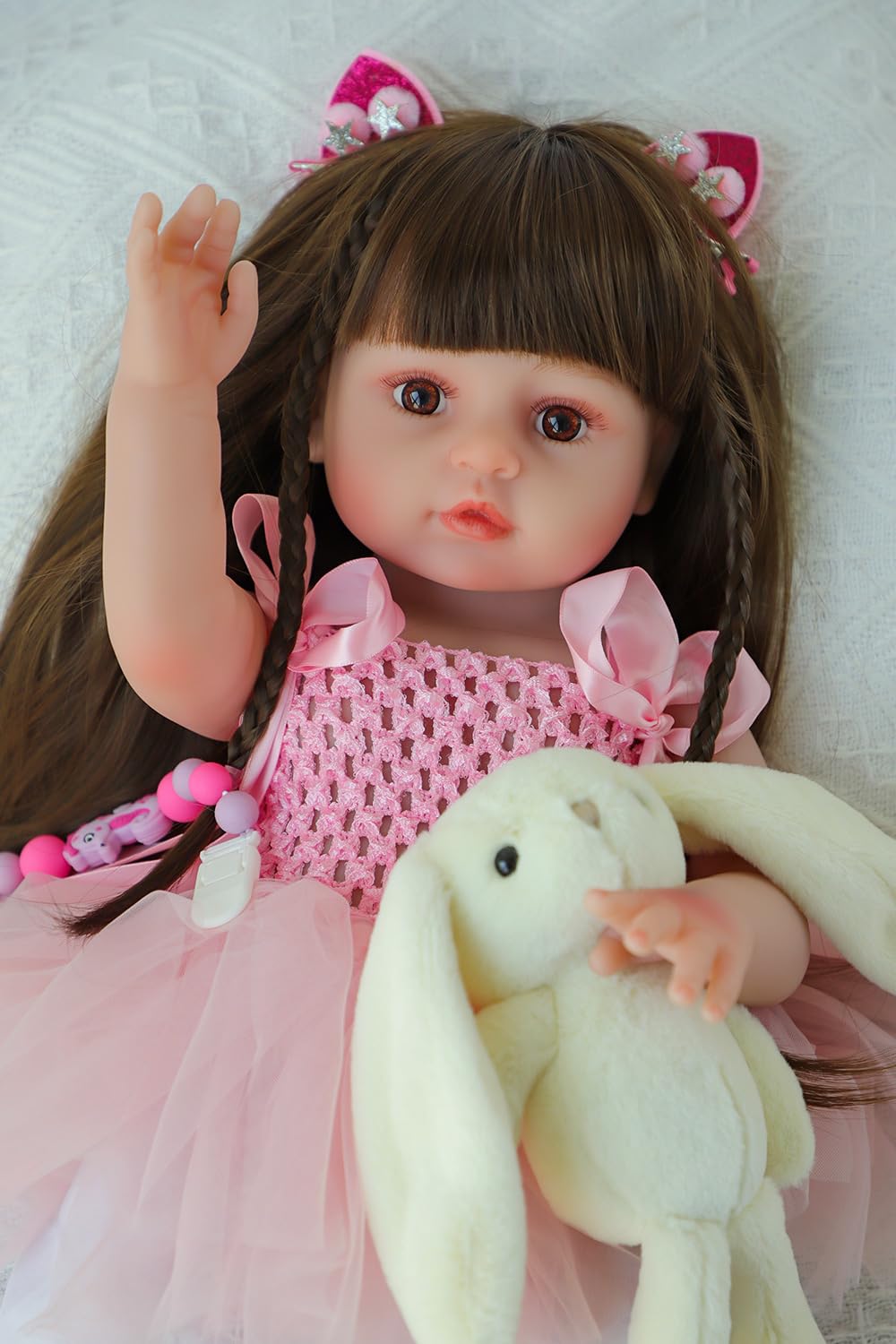 SCOM Lifelike Reborn Dolls Girl -20 Inch Realistic Baby Doll Newborn Baby Dolls，Lifelike Baby Doll Silicone Toddler Clothes Gift Set for Age 3+