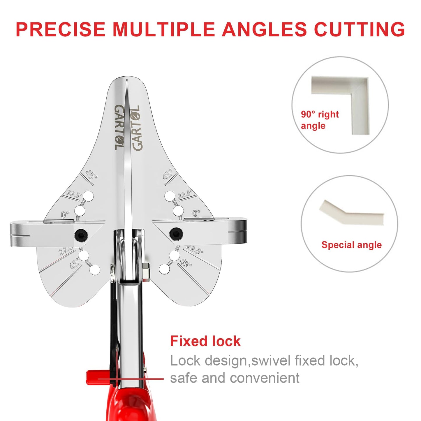 GARTOL Miter Shears 22.5°-135° Adjustable – Precision Angle Cutter for Molding, Shoe Molding, Quarter Round, PVC, Wood Trim, MDF, Heavy-Duty Multi-Angle Cutting Tool with SK5 Steel Blade & Spare Blade