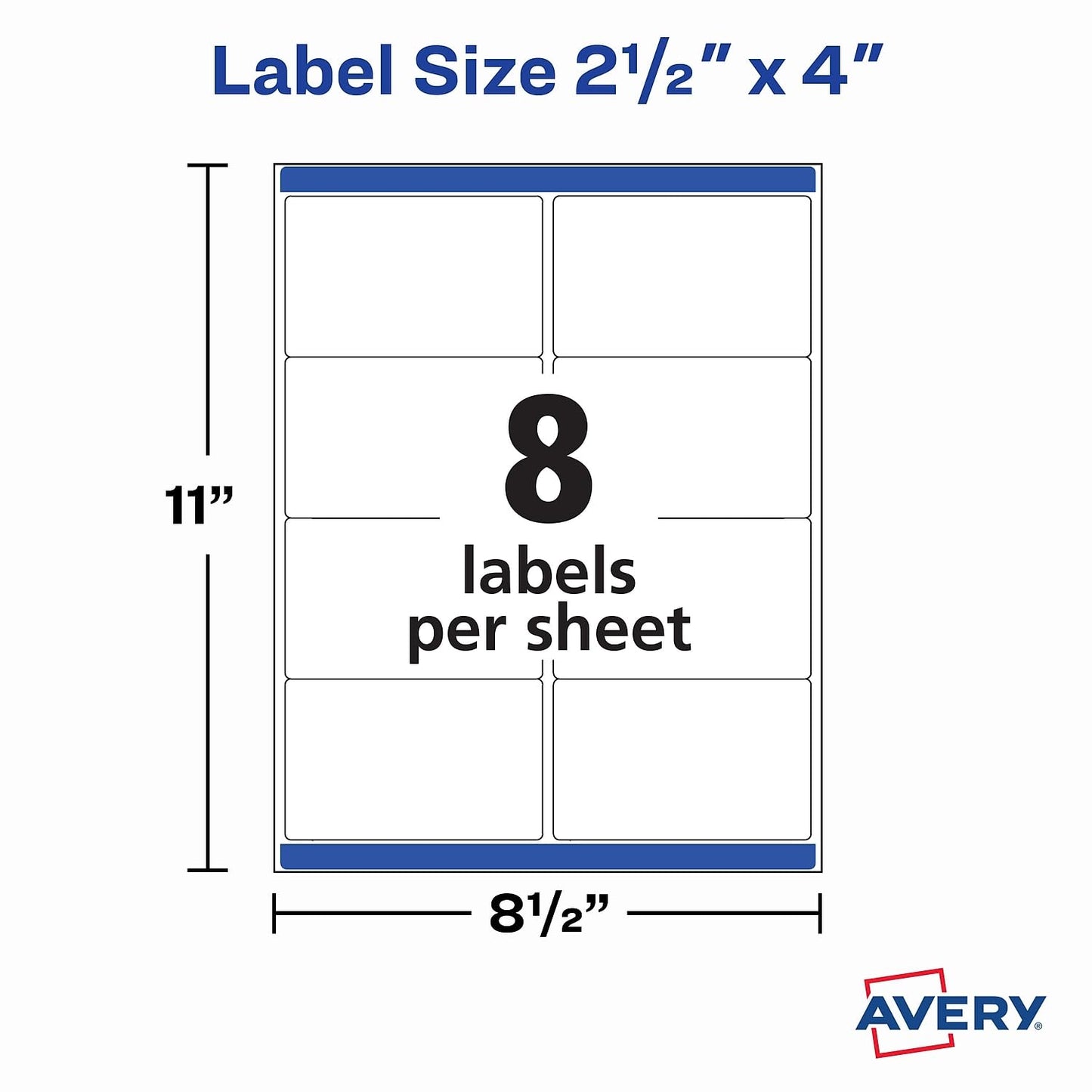 Avery Printable Blank Shipping Labels, 2.5" x 4", White, 800 Labels, Laser Printer, Permanent Adhesive (5817)