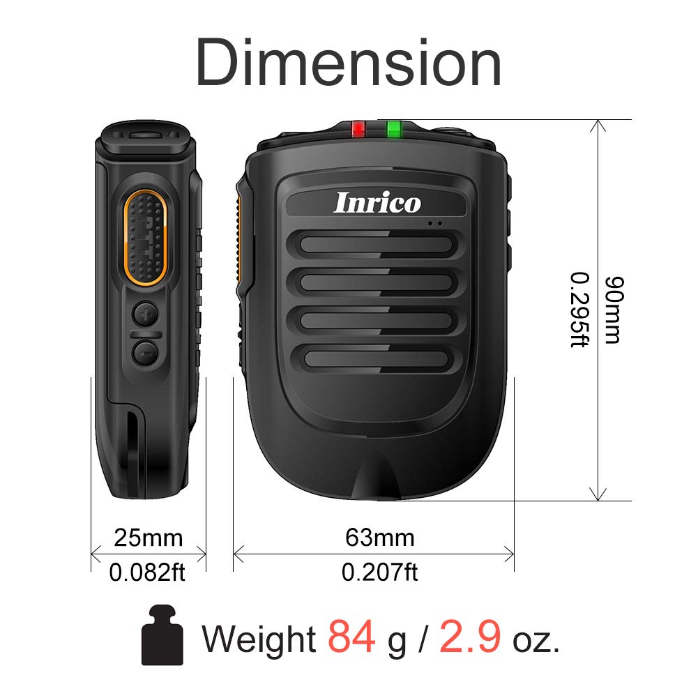 Inrico ANYSECU Wireless PTT Microphone B01 iOS Version B02 Wireless PTT Button for Zello ptt Button Speaker for iOS and Android Phone