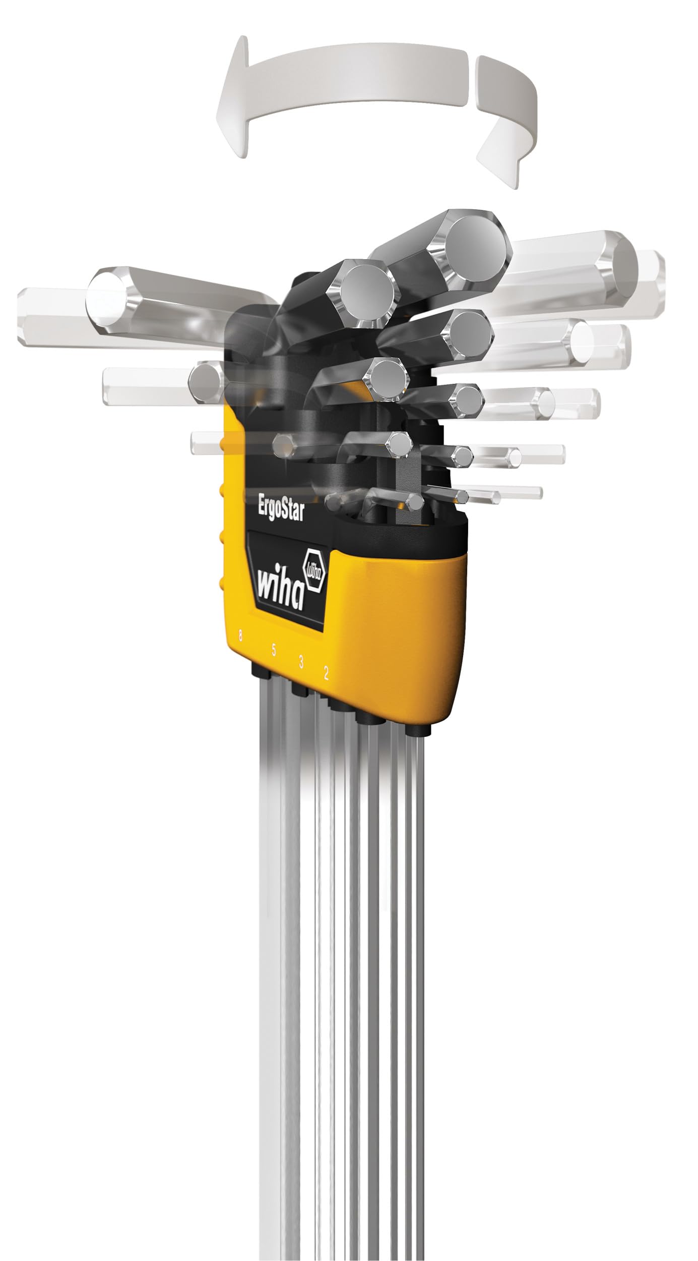 WIHA 66982 ErgoStar Ball End Hex L-Key, Inch and Metric, 22-Piece