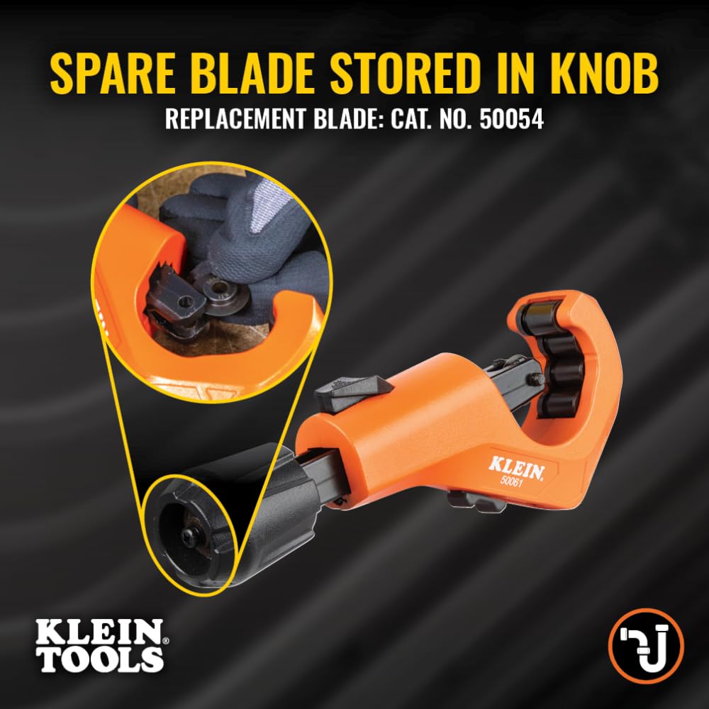 Klein Tools 50061 Quick-Adjust Tubing Cutter, 1-5/8-Inch O.D. Cutting Capacity for Copper and Aluminum, Compact, Retractable Telescoping Deburring Tool