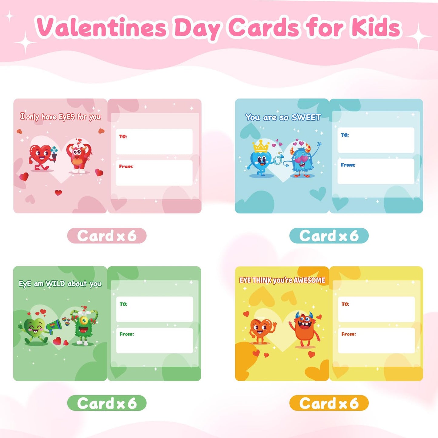 NAXYAN 24 Packs Valentines Day Cards for Kids School with DIY Air Dry Clay Kits Valentines Day Gifts for Kids Classroom Valentine Class Exchange Presents Party Favors (24 Packs for Valentines)