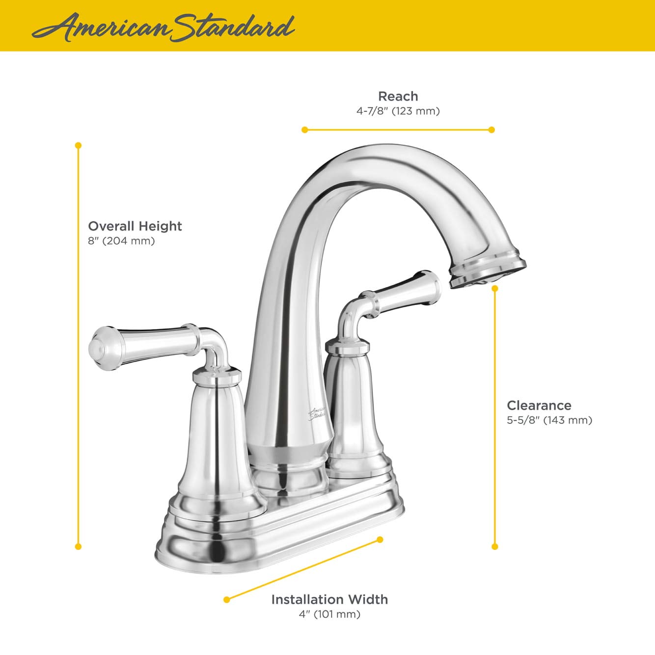 American Standard 7052214.002 Delancey 4-Inch Centerset Faucet with Red and Blue Indicators Polished Chrome