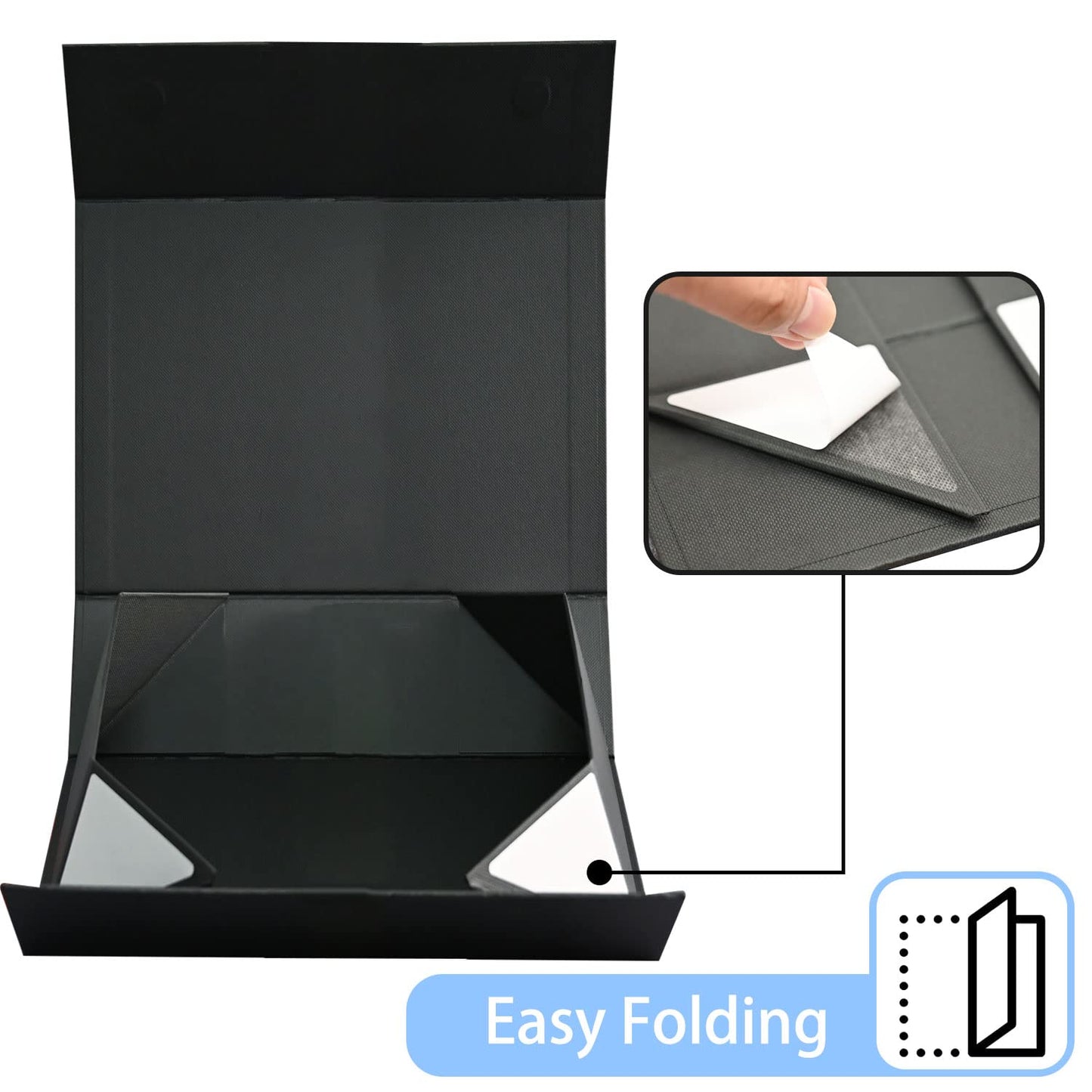 LIFELUM Extra Large Black Gifts Boxes Bulk Set of 5,13.5 x 10 x 4 inch Elegant Gift Boxes with Magnetic Lids, Card,Sticker,Ribbon, Shredded Paper Filler Groomsman Gifts