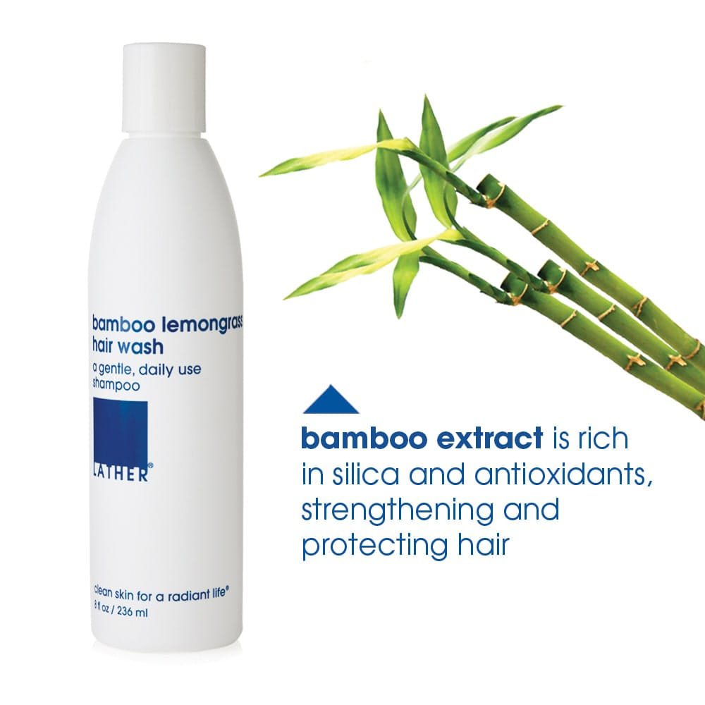 LATHER Bamboo Lemongrass Shampoo - Lightweight & Non-Greasy Hair Wash Formula - Gentle Moisturizing Shampoo for All Hair Types - Sulfate Free - 8 Fl Oz Bottles (Pack Of 2)