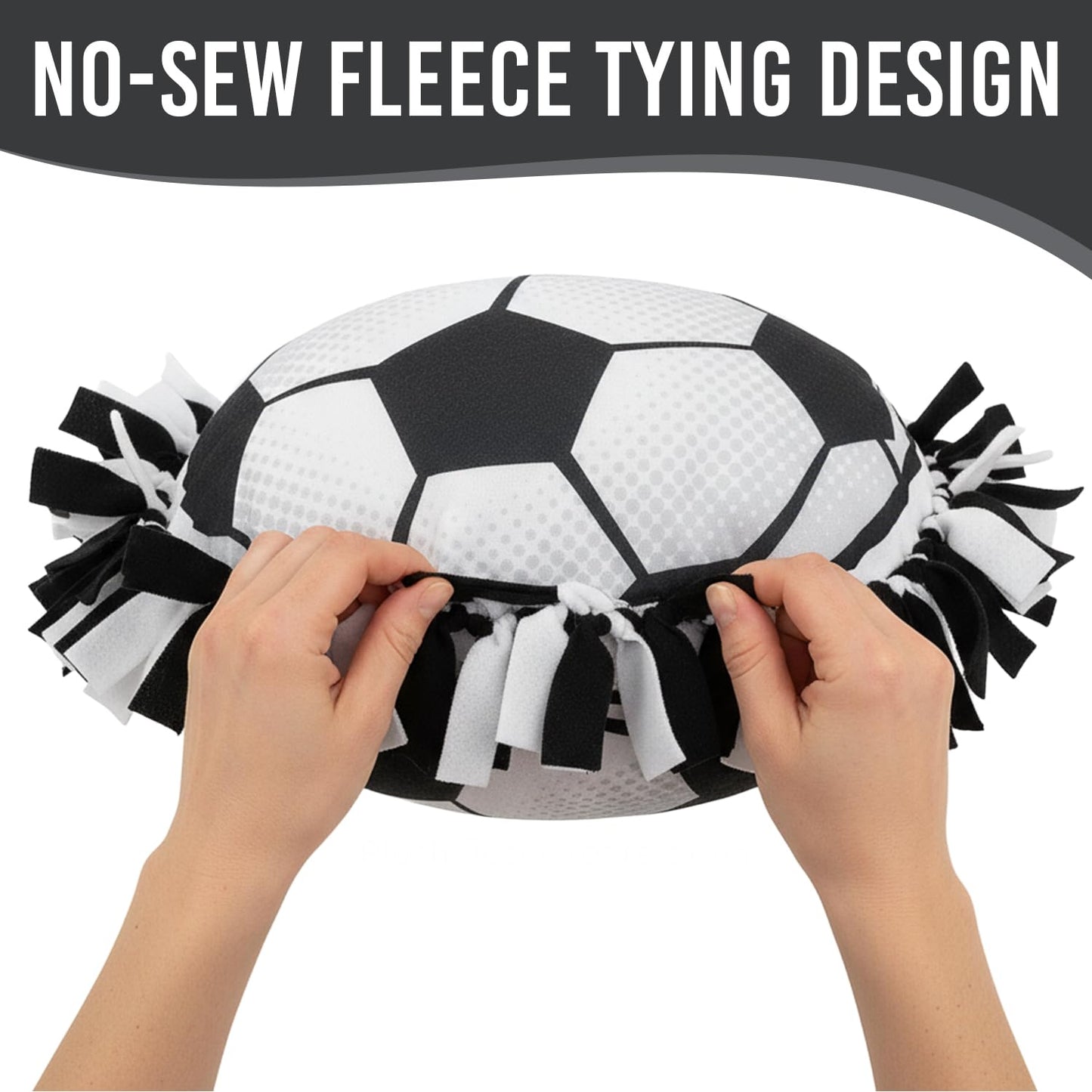 Fun Express 18 1/4" Black & White Soccer Ball Fleece Tied Pillow Craft Kit - Makes 6