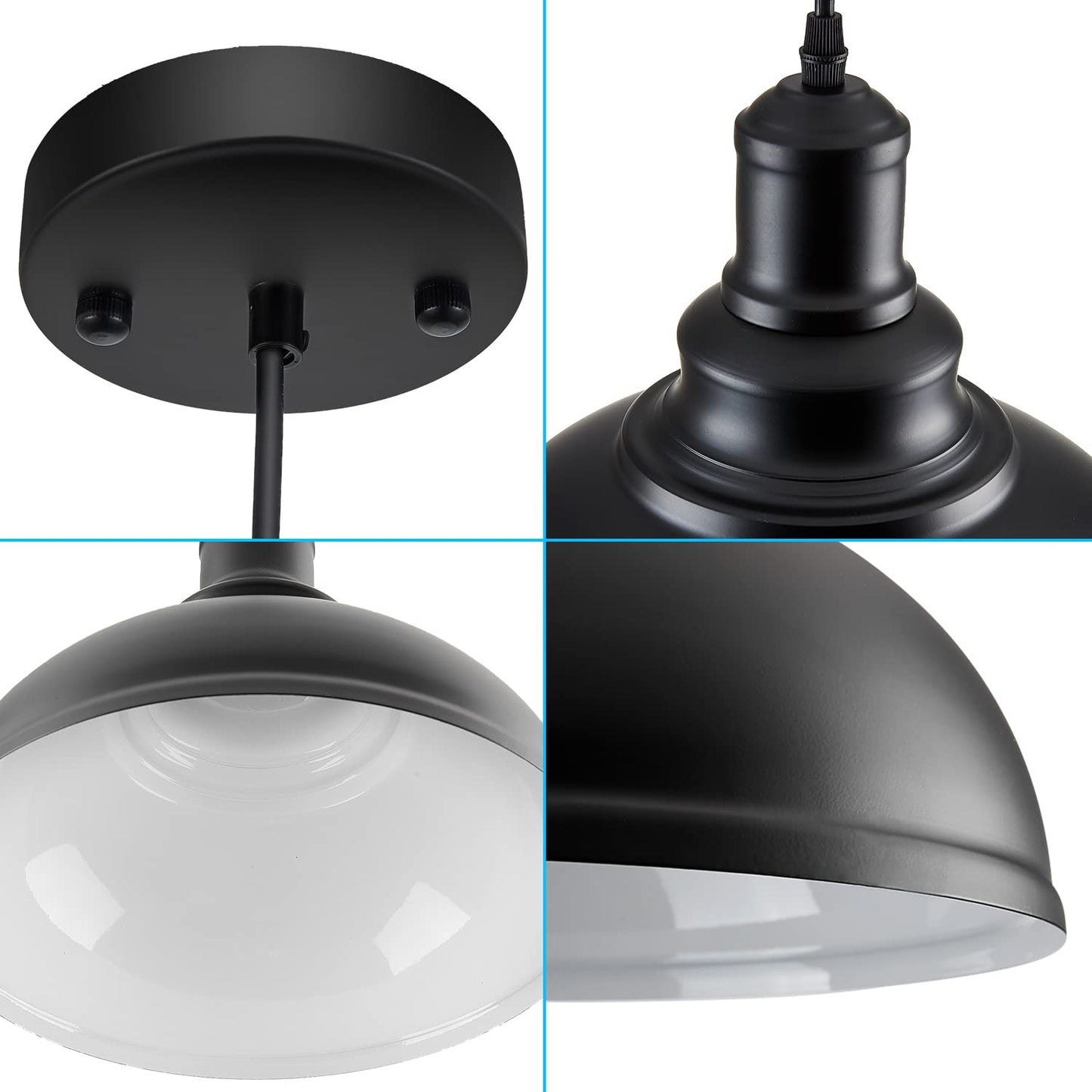 LOEHINLE 2PCS Pendant Lighting, Vintage Industrial Fixtures, Black Metal Chandelier Lights, Ceiling Lamp for Kitchen Home Island Dining Room Bedroom, 11.4 inches